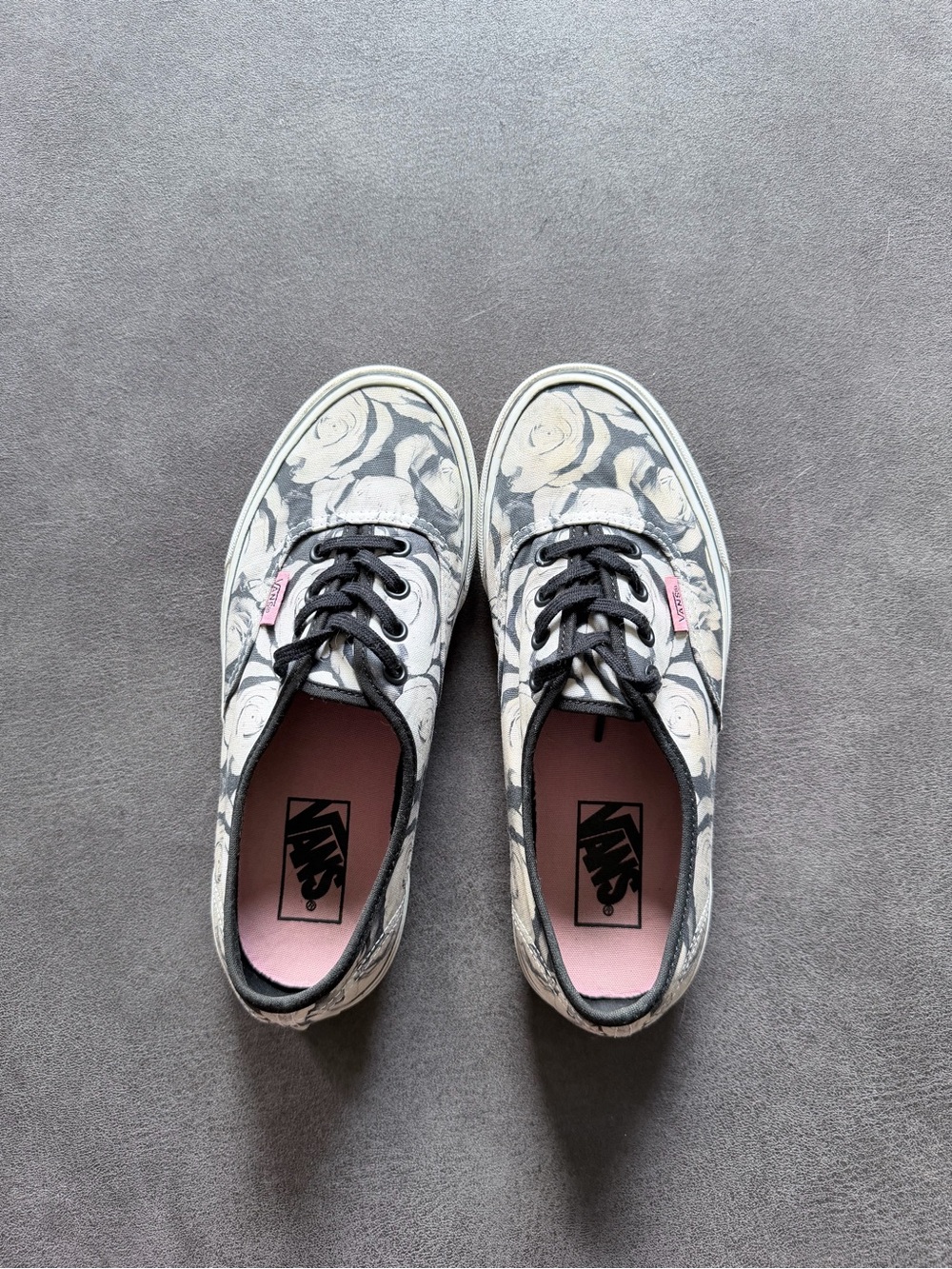 Vans Women's Floral Canvas Sneakers in Black & Cream with Pink Insole